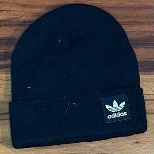 adidas Black Cuffed Beanie with Trefoil Patch